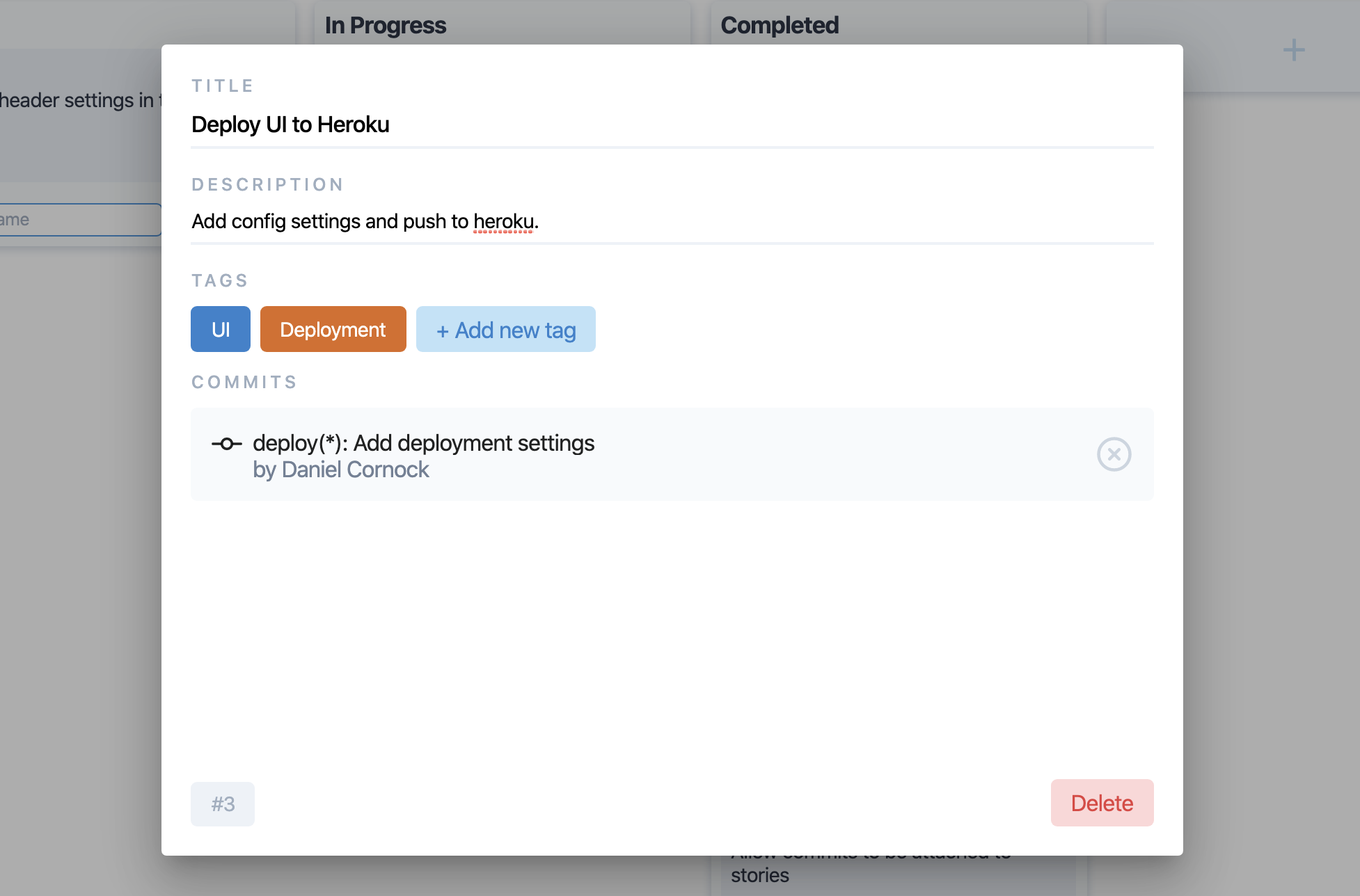 The modal used to edit a story.
